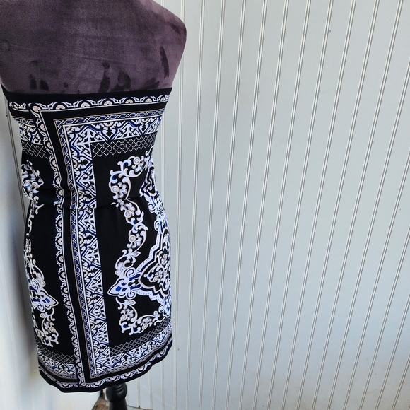 White House Black Market WHBM Blue Floral Print Strapless Dress XXS - Picture 7 of 14